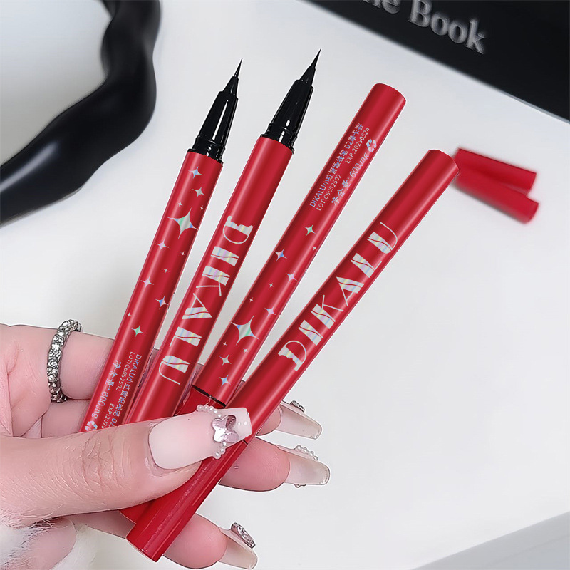 2.0 Version of the Small Red Tube Waterproof Eyeliner, Ultra-Fine Eyeliner for Beginners, Long-Lasting, Sweat-Proof, Quick-Drying, Color-Rich, and Creates a Dramatic Look