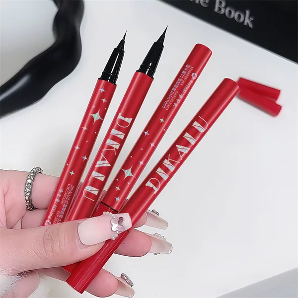 2.0 Version of the Small Red Tube Waterproof Eyeliner, Ultra-Fine Eyeliner for Beginners, Long-Lasting, Sweat-Proof, Quick-Drying, Color-Rich, and Creates a Dramatic Look
