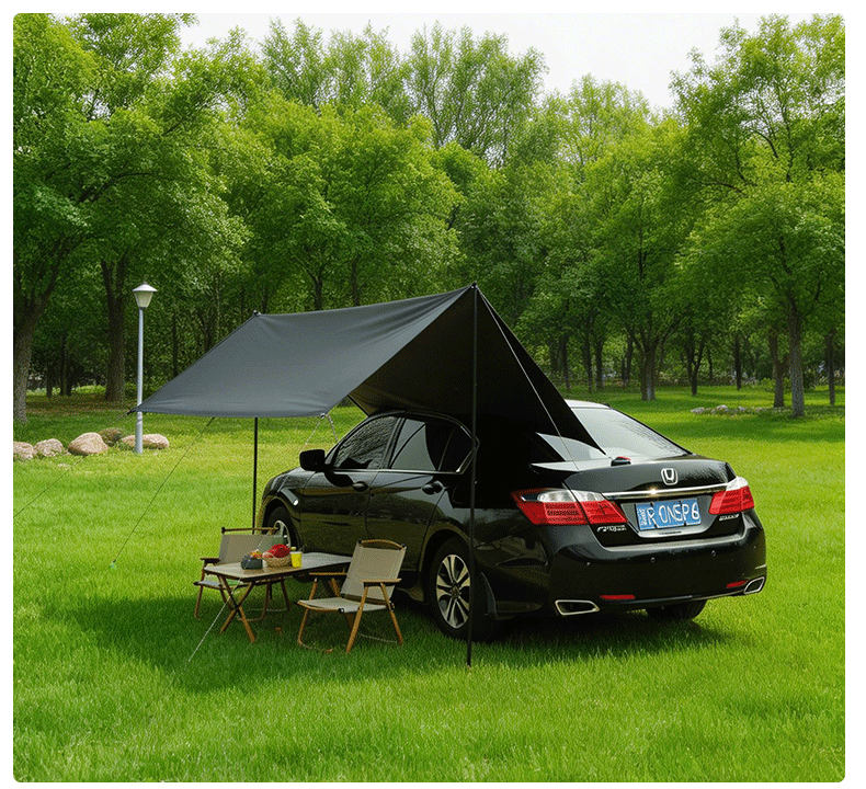 Vinyl camping canopy tent, outdoor rainproof and sunproof shade, portable folding car-mounted canopy