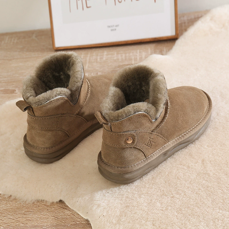 迦罗亚 Snow boots female 2024 new winter fur integrated plus velvet short tube low -skid warm cotton shoes