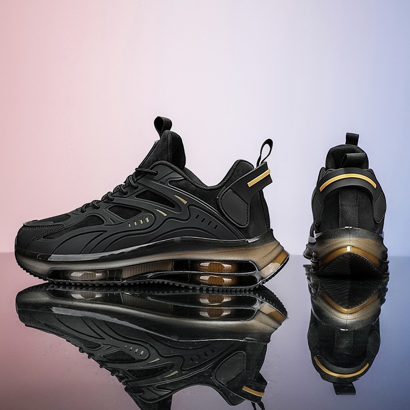 Zapatos de hombre transfronterizos, deportes de primavera, ocio, correr, amortiguación, colchón de aire, aumento, zapatos de moda de papá samurai negro de todo fósforo juvenil image 2