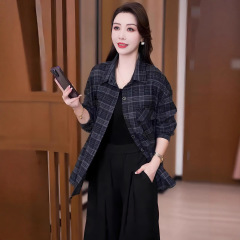 复古时尚格子衬衫女2025秋季新款洋气宽松长袖上衣百搭遮肚子衬衣