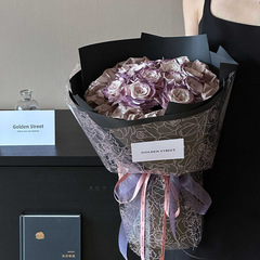 千里玫瑰包花紙半透明防水OPP膜創意花紋裝飾花束包裝紙資材批發