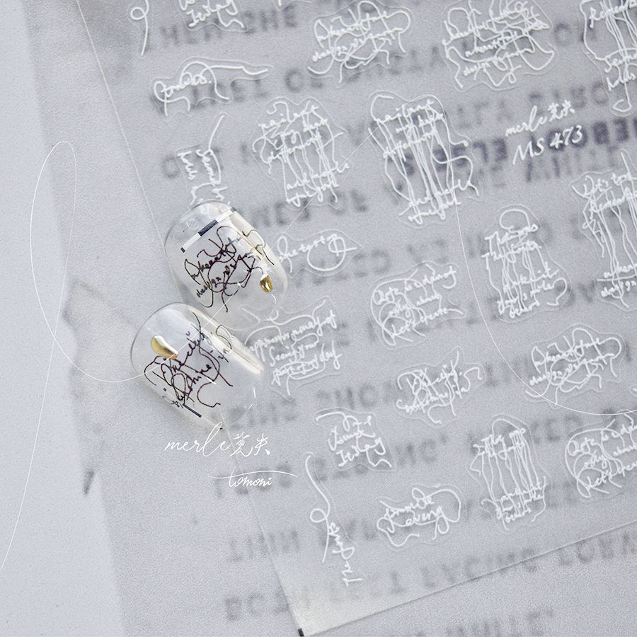 Tomoni fino duro uñas pegatinas sin pérdida cooperación japonés retro uñas pegatinas al por mayor carta tela MS472