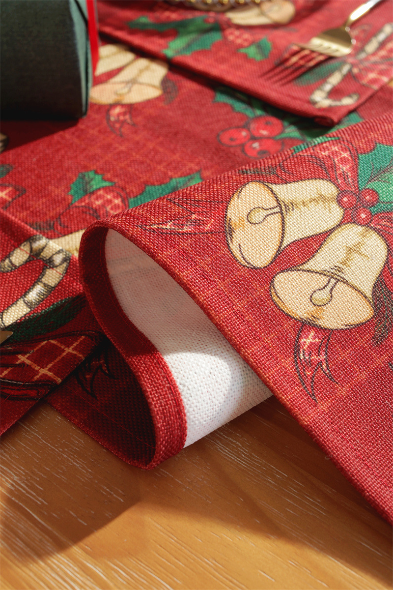 Runner da tavola natalizio stampato in policotone albero di Natale fiocco di neve tovaglietta tovagliolo tovaglia decorativa_voghion.com