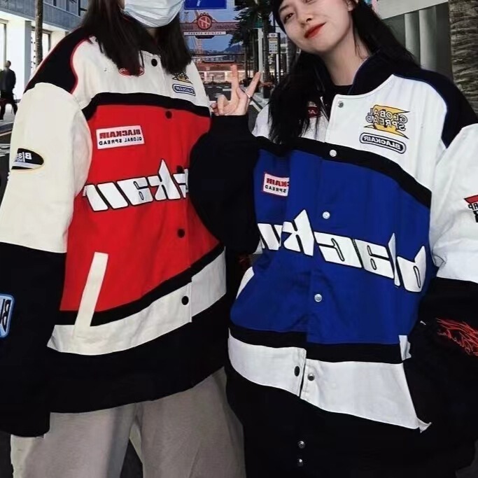 Men's and women's American-style retro racing baseball uniform spring and autumn ins fashion brand fried arcade car suit couple jacket top coat