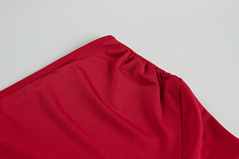 Women Clothing Autumn Winter Sexy Solid Color Split Slim Fit Diagonal Collar Floor Dress Women
