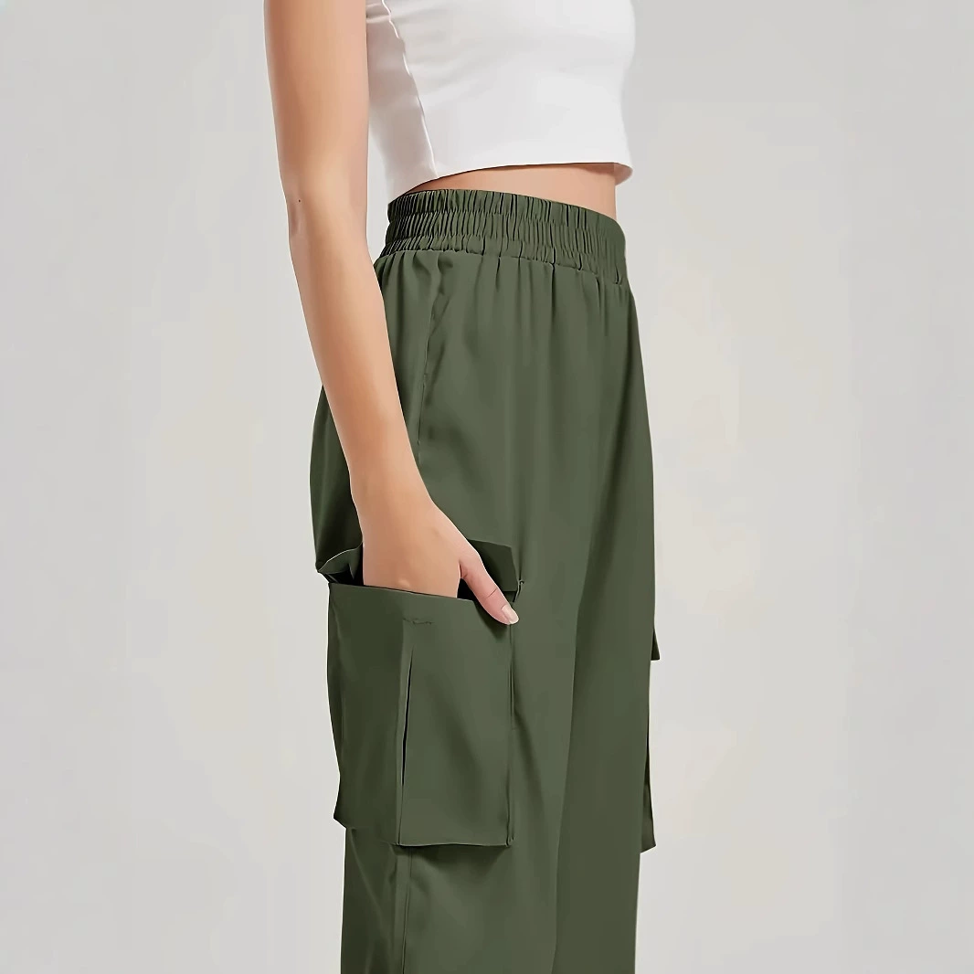 2025 новых женских европейских и американских повседневных спортивных брюк свободного кроя с карманами, прямые продажи с фабрики