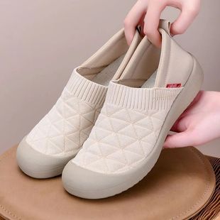 Outdoor Casual Shoes for Women, Breathable Sports Shoes, Wear-Resistant Shock-Absorbing Tennis Shoes, Slip-On Mesh Shoes, Slip-On Color