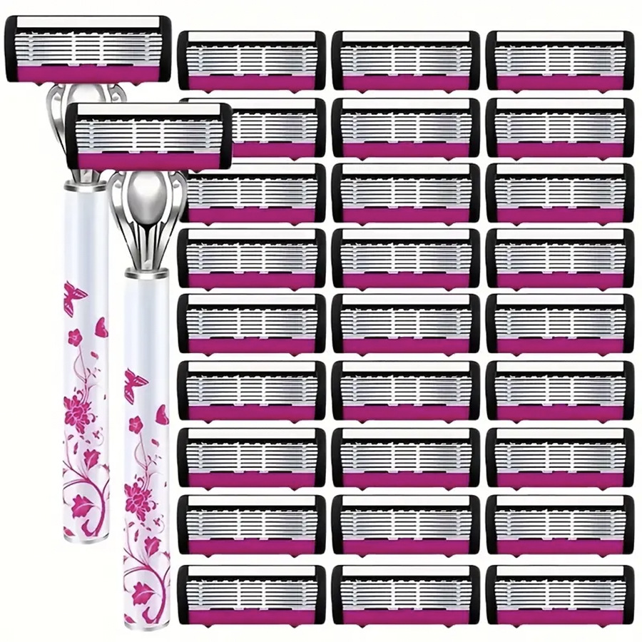 6-Layer Blade Manual Razor for Men and Women, Stainless Steel Safety Razor, Multiple Replacement Blade Combinations