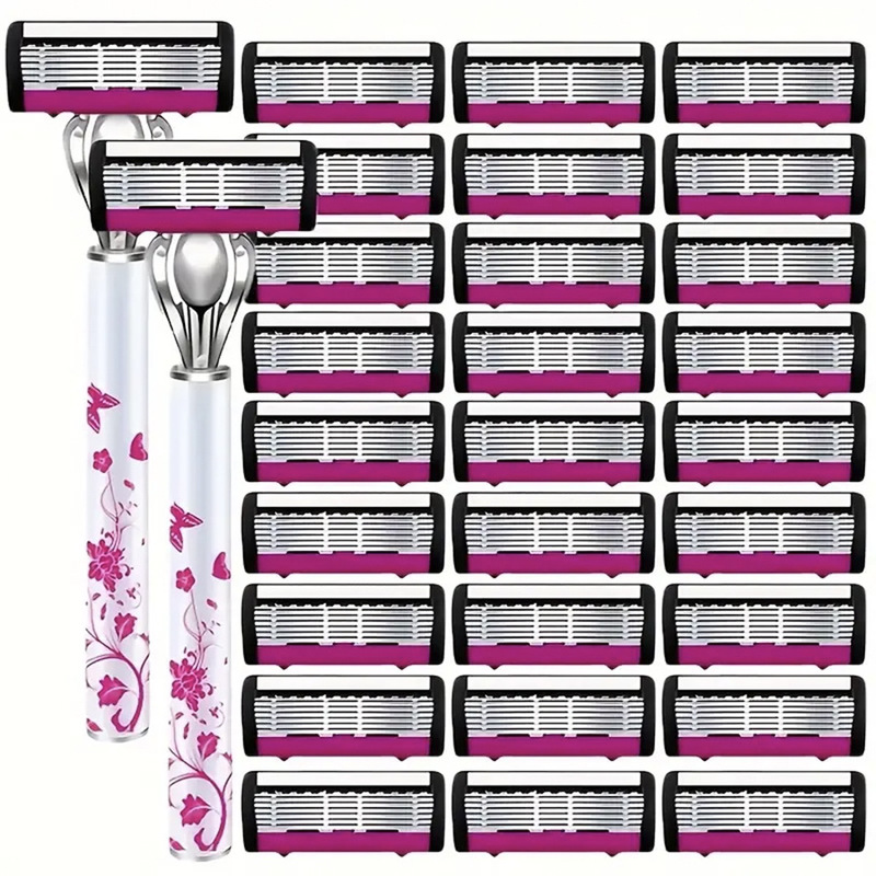6-Layer Blade Manual Razor for Men and Women, Stainless Steel Safety Razor, Multiple Replacement Blade Combinations