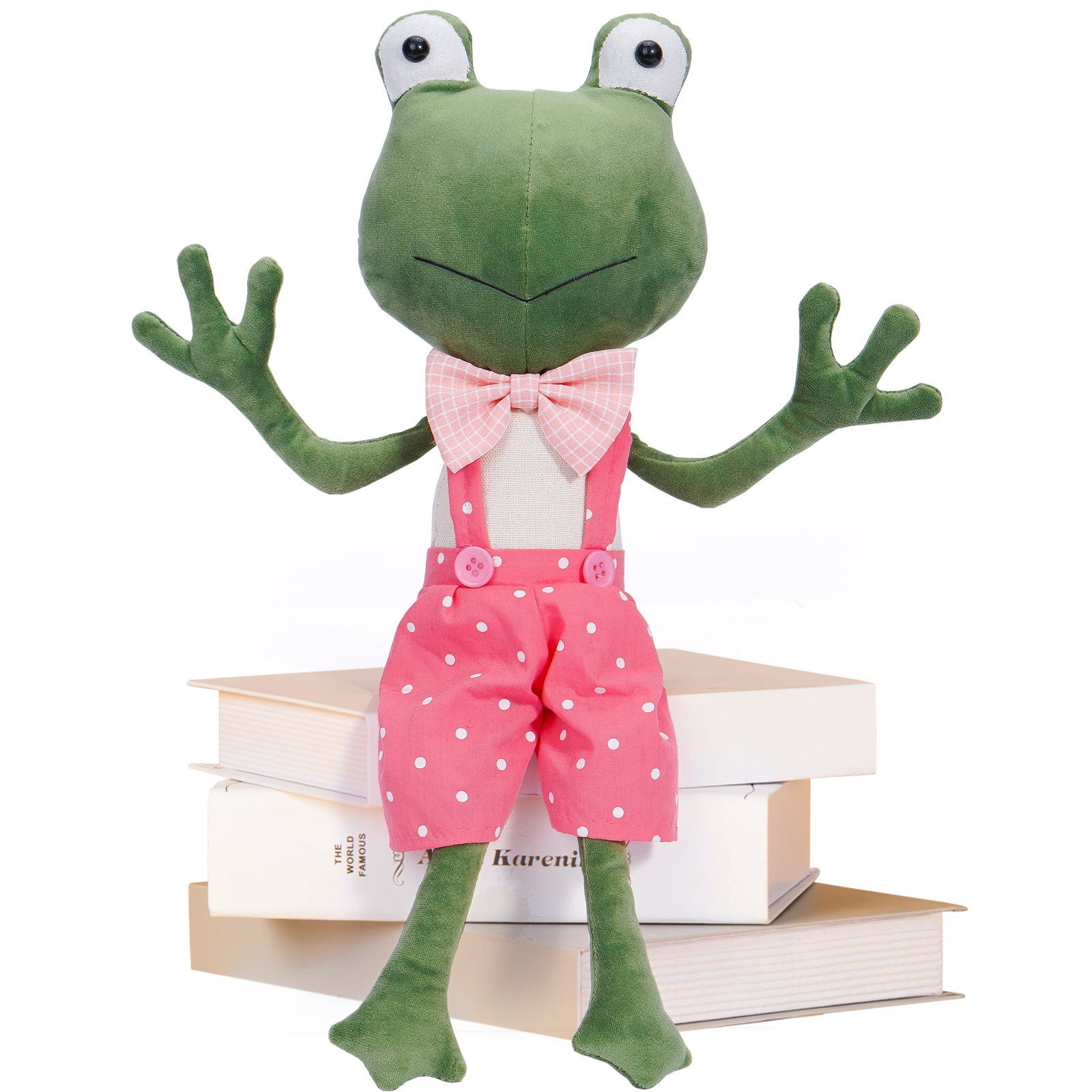 Frog muñeca primavera transfronteriza adorable creativo piernas largas cuatro estaciones pantalones muñecas frog decoraciones de vacaciones decoraciones