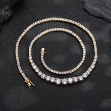 渐变大小锆石网球项链 新款ins潮流个性链嘻哈欧美风情侣男女项饰