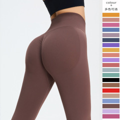 Cross-border Spring New Seamless Peach Yoga Pants for Women, Tight Thigh-lifting Exercise Pants, Outdoor Running Quick-drying Fitness Pants