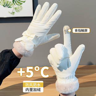 New fashionable simple warm gloves for women in winter plus velvet thickened touch screen non-slip waterproof ski gloves wholesale