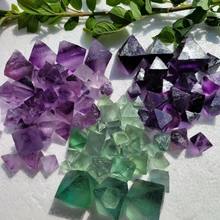 水晶石天然紫色蓝色绿色莹石八面体消磁碎石扩香石手工敲原料