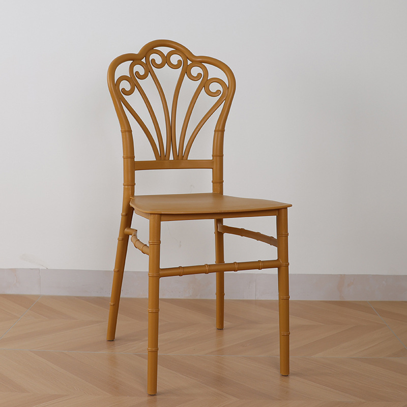 Sesión nórdica PP silla de bambú silla antigua silla de boda hotel fábrica de silla de banquete boda al aire libre taburetes de plástico grueso