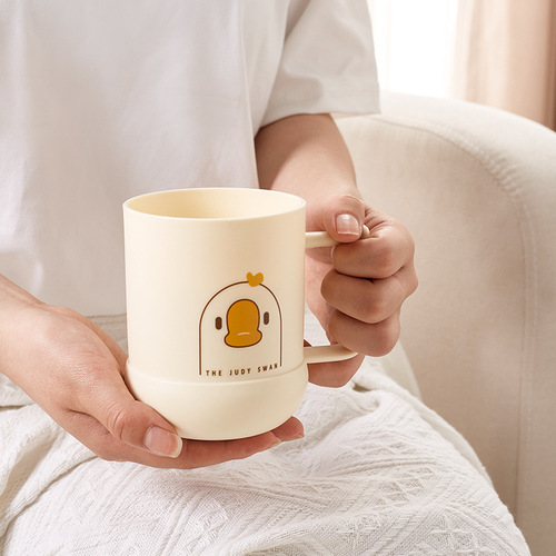 Mouthwash cup cartoon round toothbrushing cup with handle wash cup plastic water cup children's new mouth cup couple pp cup