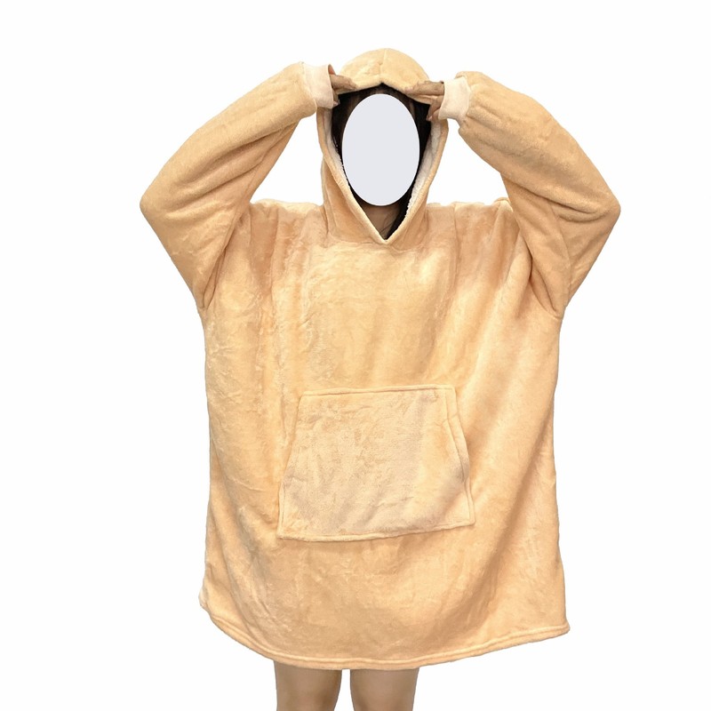 Huggle hoodieクロスボーダー750自宅で毛をつかんで帽子をかぶっている怠け者の寝衣のパジャマの外でテレビの毛布を着ます。|undefined