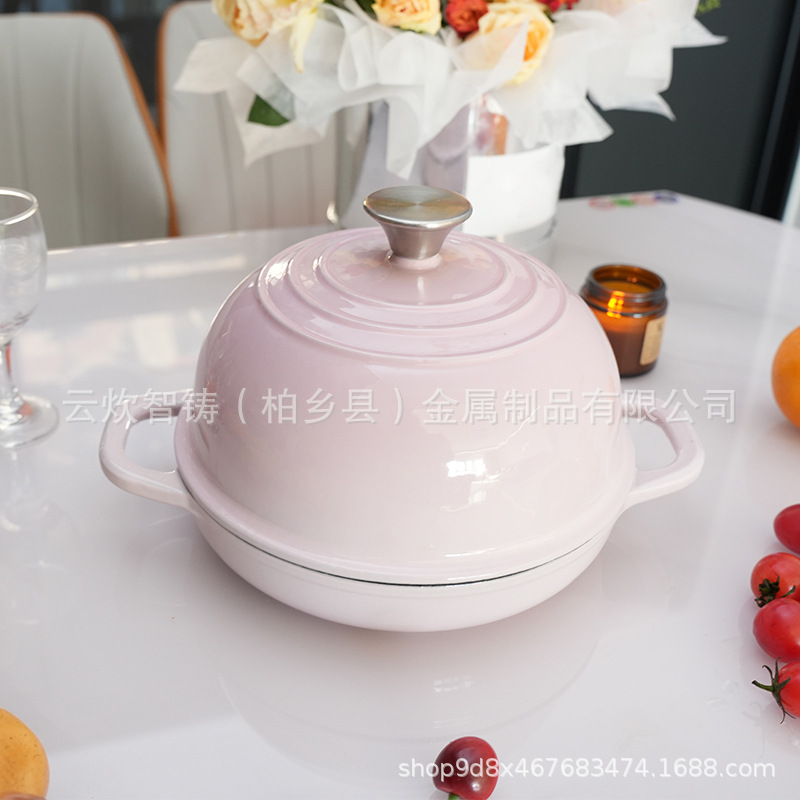 Factory wholesale enamel cast iron bread pot 24cm bread pot for sour bread baking non-stick cross-border