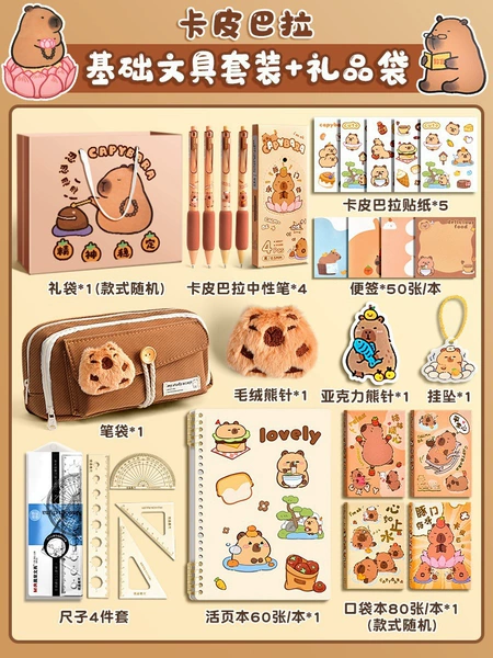 Base stationery, set, brown coloured pencils, pencil case, Birthday gift