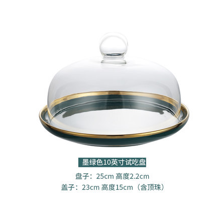 Placa de degustación de frutas con tapa caja cubierta de vidrio transparente para tienda pan postre pastel cubierta bandeja de exhibición Placa de degustación