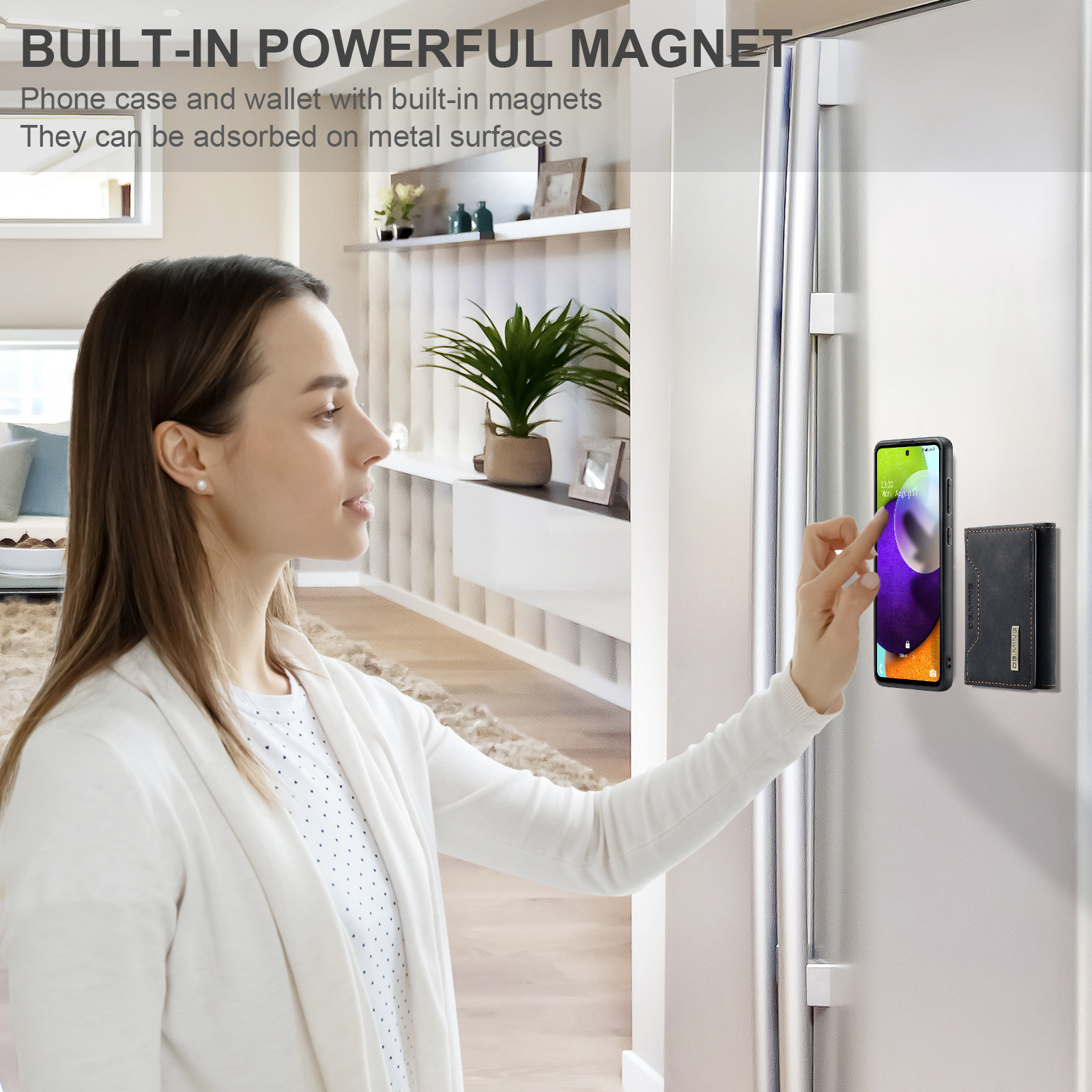 M2 for Samsung A52 Multifunctional Magnetic Card Case Protective Cover A52 5G 2-in -1 Split Wallet Phone Case_voghion.com