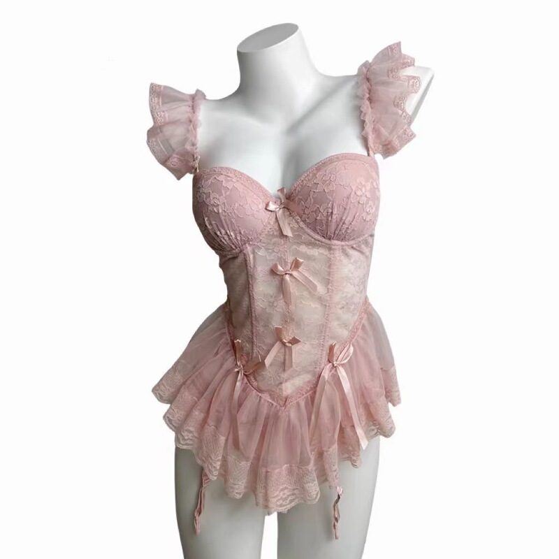 Underwear Small Chest Push-up Sexy Mesh Belt Chest Cushion Steel Ring Outer Wear Corset Vest Shaping Body Shaping Tulled Skirt Sexy Underwear