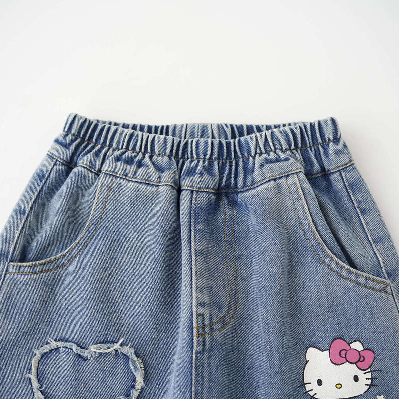 HelloKitty秋季新款女童简约休闲女宝可爱牛仔裤AC5324JM413|undefined