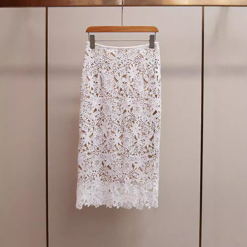Shenzhen Nanyou High-end Women's Spring New French Style High-end Lace Hollow High Waist Hip Skirt