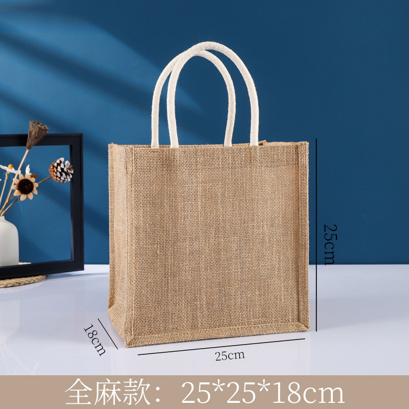 Bolsas de lino personalizadas Renacimiento DIY bolsa de compras de yute Bento impermeable gran capacidad no impresa bolsa de lino image 23