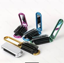 加厚形喷漆加工便携折叠镜梳新款补妆镜梳子 新品造型折叠按