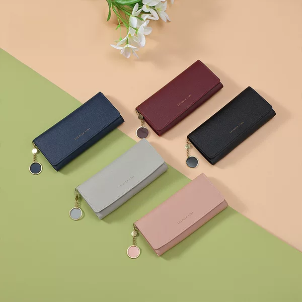 Women's Wallet Korean Style Fashion Long Bag Coin Purse Women's High-End Solid Color Zipper Clutch Bag Wholesale