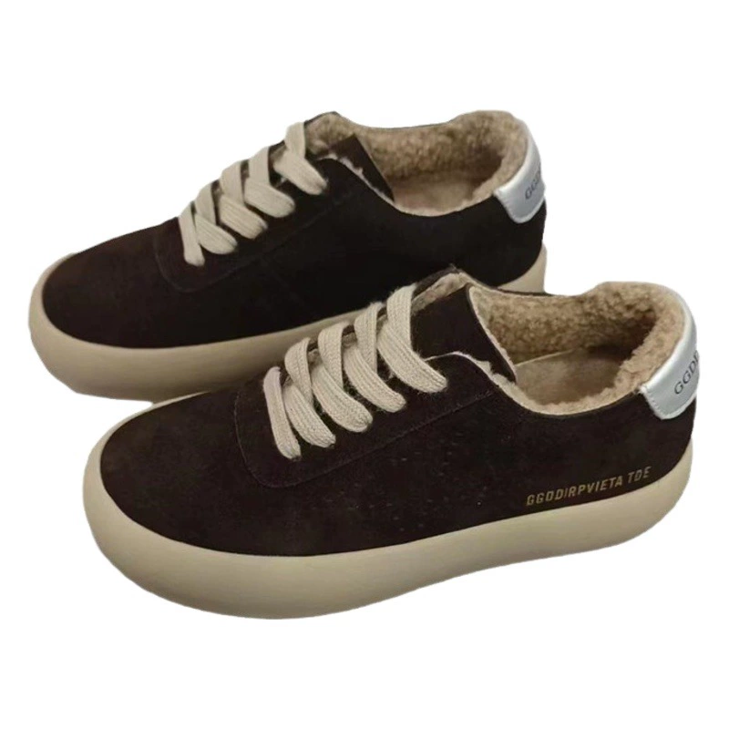 Скрытая высота ретро звезды уродливые милые хлебные туфли с большим носком для женщин 2023 новые женские туфли на толстой подошве на флисовой подкладке Повседневная грязная обувь