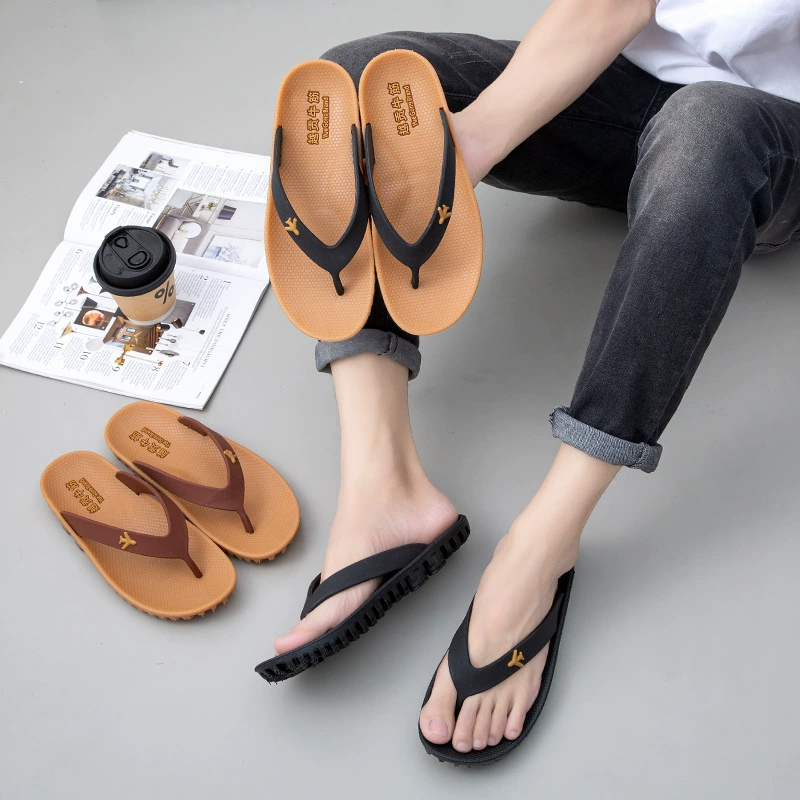 Summer rubber flip flops, non-slip beach slippers