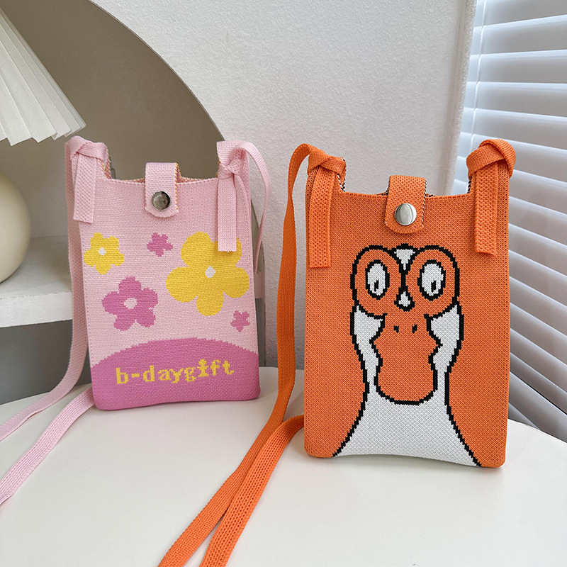 Cute bolso de diseño original flor de dibujos animados bolso de tejido bolso de mano de tejido mini monedero de hombro diagonal