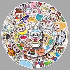 50枚の布シールLabubu精霊天団かわいいアニメ防水装飾手帳カードシール