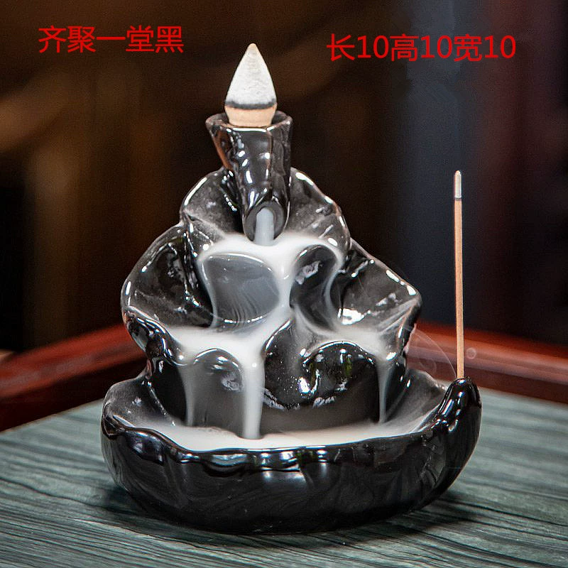 Ceramic Backflow Incense Burner, Lotus Inverted Design, Decorative Buddha Incense Holder