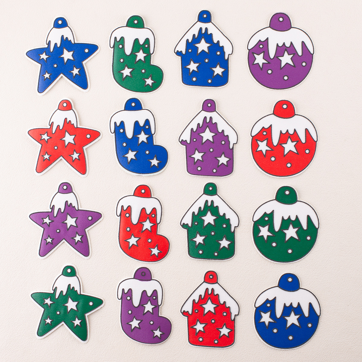 新款圣诞系列手工丝网印刷立体布标可烫补丁贴箱包服装搭配装饰贴