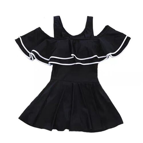 Parent-child swimsuit, new mother-daughter one-piece boxer shorts, tummy-covering and slimming swimwear, Korean-style off-shoulder swimsuit for girls and children.