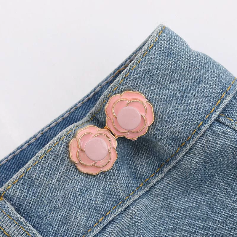 Nail-Free Removable Waist Buckle Pair, Flat-Bottom Seamless Buttons for Pants & Skirts, Assorted Designs