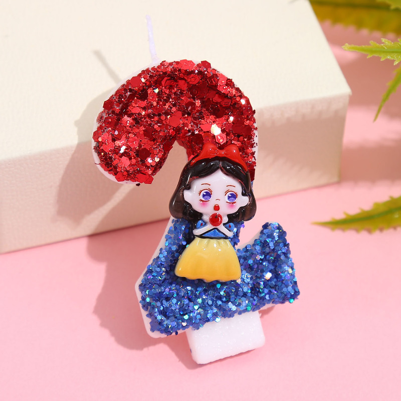 Amazon 白雪姫デジタルキャンドル青と白のカラーマッチング誕生日ケーキキャンドルクリエイティブ超光沢のあるキャンドル|undefined