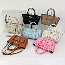 YC-BAG辣妹风手提凯丽包荔枝纹机车包重工托特包女单肩斜挎包包