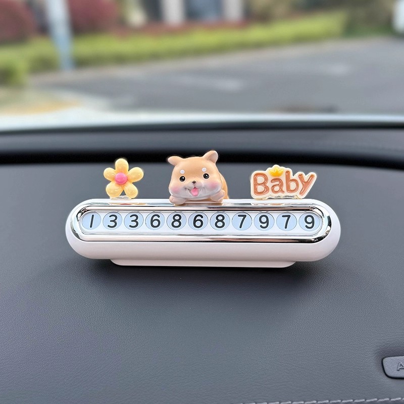 Cute and high-end temporary parking number plate for cars, creative decorative accessory for the car interior