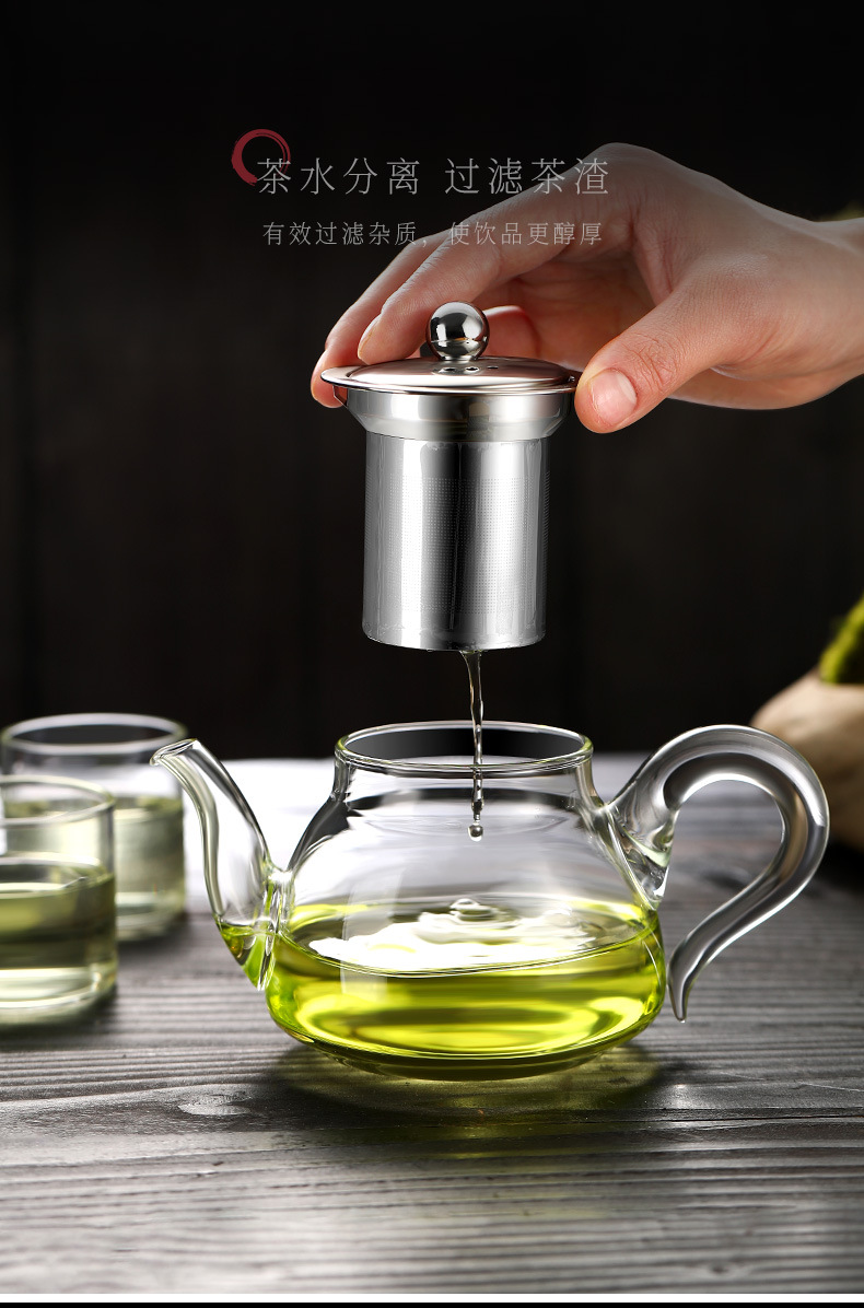 茶壶家用耐高温玻璃茶水分离加厚泡茶壶个人专用功夫茶具茶杯套装详情4