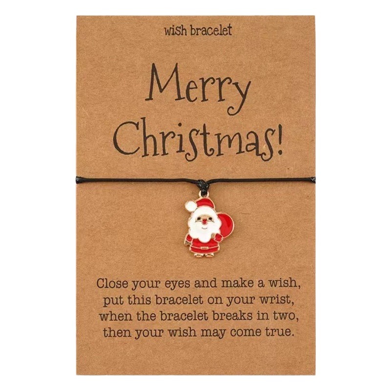 Cross-border exclusive bracelet European and American hot sale Christmas alloy Christmas series pendant adjustable hand-woven bracelet