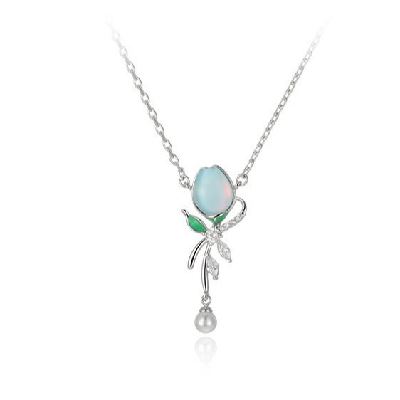 Xu Pingsen es suave y dulce viento moca piedra collar de tulipas temperamento popular fácil de poner diseño collar al por mayor image 6