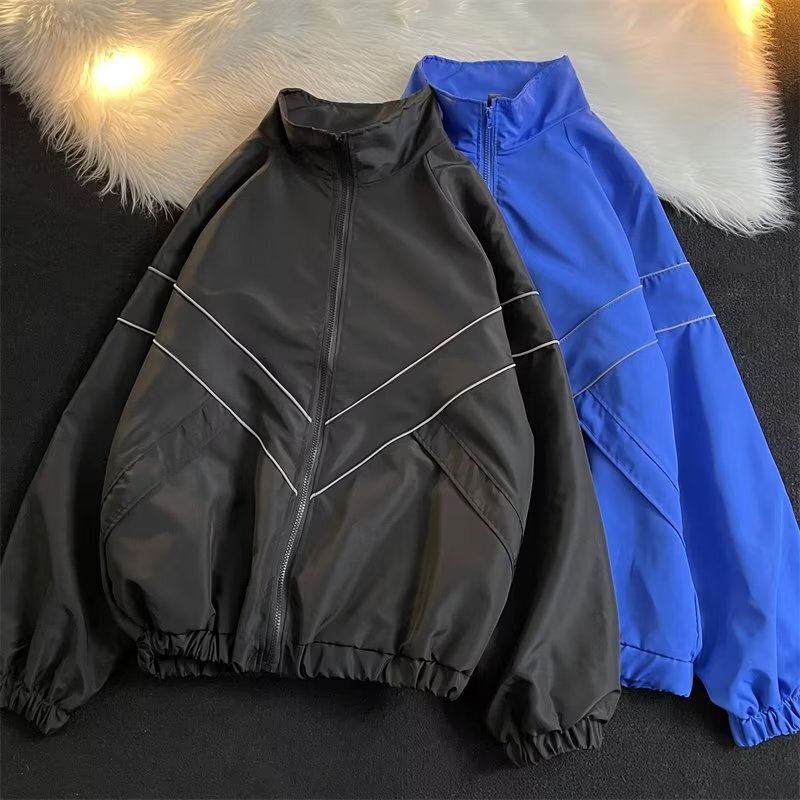 Foreign trade fashion brand ins celebrity same style high-grade reflective stripe coat men's designer style versatile couple jacket