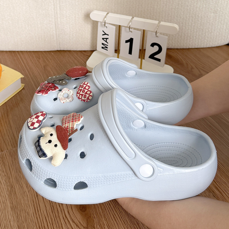 Cute Rose Dog-Shaped High-Appearance Versatile Clogs for Women, Summer Outdoor Wear, Non-Slip, Odor-Resistant, Closed-Toe Slippers, Cross-Border Manufacturer Wholesale
