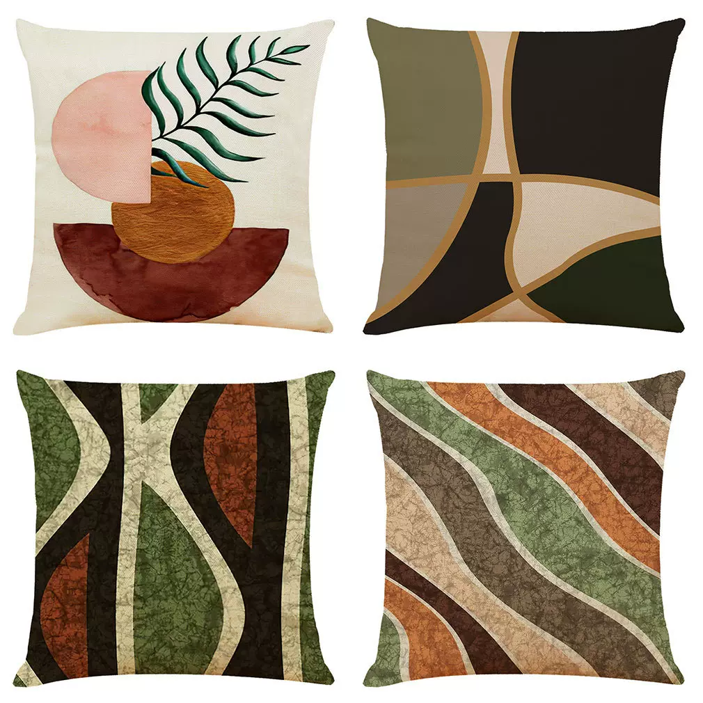 跨境热销 亚马逊 爆款亚麻抱枕套抽象几何 沙发靠垫棉麻汽车抱枕